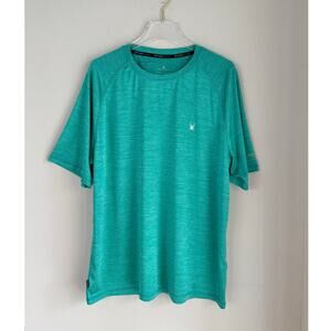 SPYDER Men’s Short Sleeve Rash Guard XL Teal Scuba UPF Quick Dry Sun Swim Surf